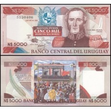 Uruguay Uruguai P-65a.2 Fe 5.000 Nuevos Pesos ND (1983) Juan Antonio Lavalleja