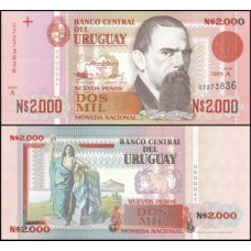 Uruguay Uruguai P-68 Fe 2.000 Novos Pesos 1989