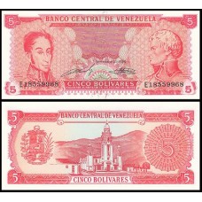 Venezuela P-70b Fe 5 Bolívares 1989