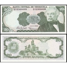 Venezuela P-63e Fe 20 Bolívares 1995 Cédulas José Antonio Páez Lote C/5 