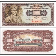 Yugoslavia Iugoslávia P-71b Fe 1.000 Dinara 1955