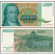 Yugoslavia Iugoslávia P-131a Fe 500.000 Dinara 1993