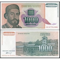 Yugoslavia Iugoslávia P-140a Fe 1.000 Dinara 1994