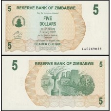 Zimbabwe P-38 Fe 5 Dollars 2006