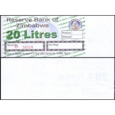Zimbabwe 20 Litres Petrol Diesel - Emitida pelo RBZ Reserve Bank of Zimbabwe
