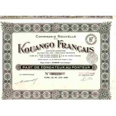 Apólice Congo Compagnie Nouvelle du Kouango Francais 1930 Rosa