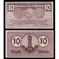 Germany Alemanha Düren K-512l S/Fe 10 Pfennig 1919 85x50mm