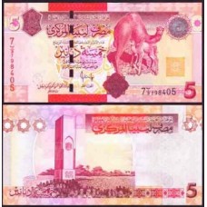 Libya Líbia P-72 Fe 5 Dinars ND (2009)