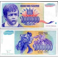 Yugoslavia Iugoslávia P-120 Fe 1.000.000 Dinara 1993