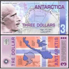 Antarctica 3 Dollars 2008 Fe Polímero Fantasia