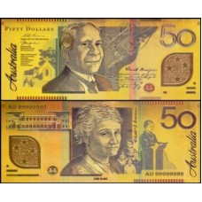 Austrália AU-13c Fe 50 Dollars Folheada a Ouro 24k Colorizada Fantasia 
