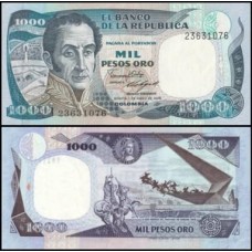 Colômbia P-424c.1 Fe 1.000 Pesos Oro 1986 Simón Bolívar