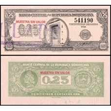 República Dominicana P-88as Fe 25 Centavos Oro ND (1961)