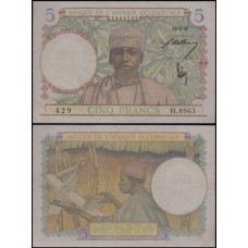 F W A French West Africa P-25a.2 S/Fe 5 Francs 1942
