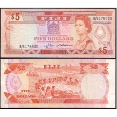 Fiji Ilhas Fiji P-83a Mbc 5 Dollars ND (1986) Rainha