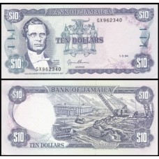 Jamaica P-71e Fe 10 Dollars 1994 George William Gordon