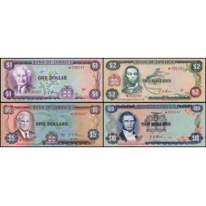 Jamaica P-Cs2 Fe	1 2 5 10 Dollars 1977 Set Completo Prefixo ★