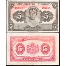 Luxembourg Luxemburgo P-43a Mbc 5 Francs 1944