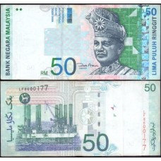 Malaysia Malásia P-43d Sob 50 Ringgit 2001 Tuanku Abdul Rahman