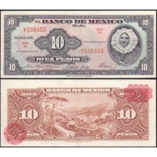 México P-58i.2 S/Fe 10 Pesos 1961