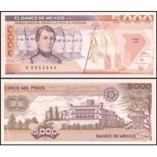 México P-88c.10 Fe 5.000 Pesos 1989