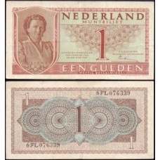 Netherlands Holanda P-72a.1 Mbc 1 Gulden 1949 Rainha Juliana