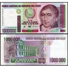 Peru P-148a S/Fe 1.000.000 Intis 1990 Hipólito Unanue