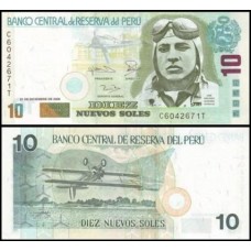 Peru P-179b Fe 10 Nuevos Soles 2006 Quiñones