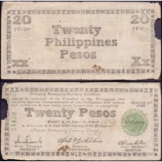 Philippines Filipinas P-S678 Bc 20 Pesos 1944 Negros