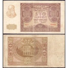 Poland Polônia P-97a Mbc 100 Zlotych 1940 Ocupação Nazista