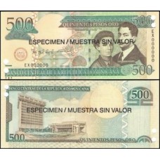 República Dominicana P-179as Fe 500 Pesos Oro 2006 Specimen