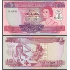 Solomon Islands Ilhas Salomão P-7b Fe 10 Dollars ND (1977) Rainha