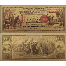 Usa Estados Unidos US-10c Fe 5 Dollars 1875 Folheada a Ouro 24k Color 