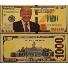 Usa Estados Unidos US-50c Fe 1.000 Dollars Donald Trump Folheada a Ouro 24k