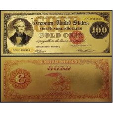 Usa Estados Unidos US-55c Fe 100 Dollars 1882 Folheada a Ouro 24k 