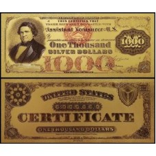 Usa Estados Unidos US-56c Fe 1.000 Dollars 1878 Folheada a Ouro 
