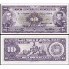 Venezuela P-45a S/Fe 10 Bolívares 1963