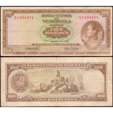 Venezuela P-48e Mbc 100 Bolívares 1967 Simón Bolívar