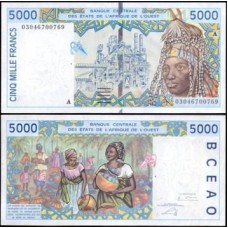 W A S Costa do Marfim P-113Am S/Fe 5.000 Francs 2003